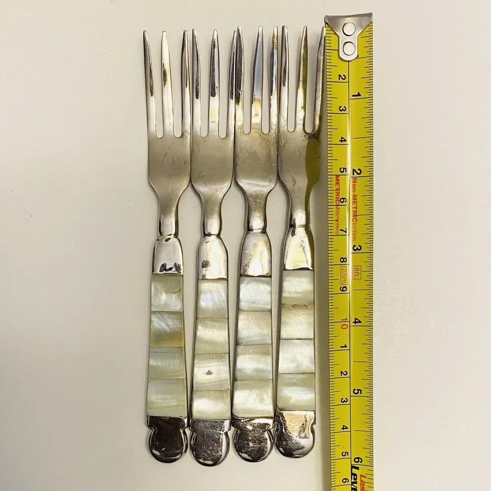 Towle Mother Of Pearl Seafood Forks Silver Plate Vintage Style India Qty Of 4